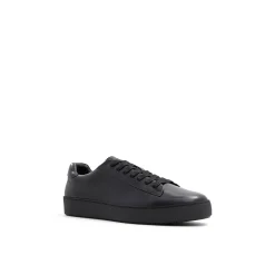 Black Leather Cup Sole Sneakers