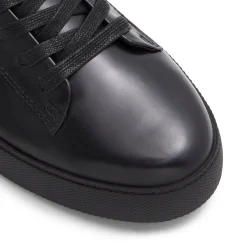 Black Leather Cup Sole Sneakers