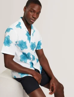 Bold Floral Seersucker Short Sleeve Shirt