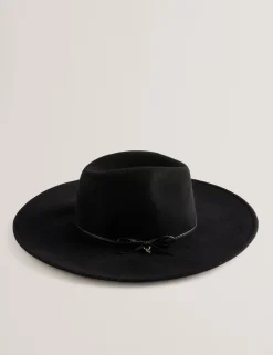 Bow Detail Pure Wool Fedora Hat