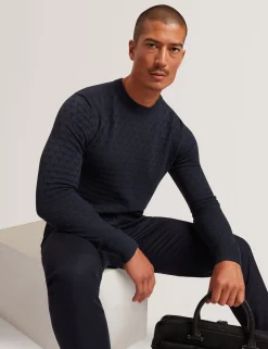 Branded Texture Crew Neck Jumper