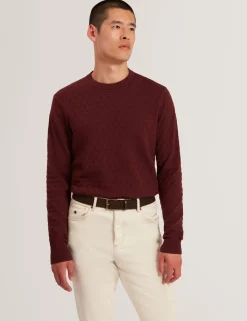 Branded Texture Crew Neck Jumper
