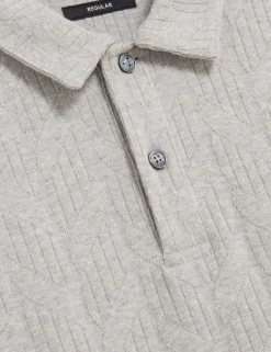 Cable Texture Cotton Blend Polo