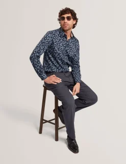 Checked Linen Blend Regular Fit Trousers