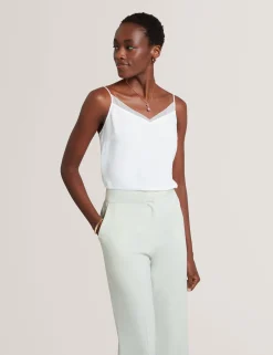 Chiffon Detail V-Neck Strappy Cami Top