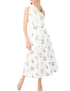 Cotton Floral Sleeveless Cropped Shirt
