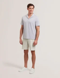 Cotton Linen Open Neck Polo Shirt