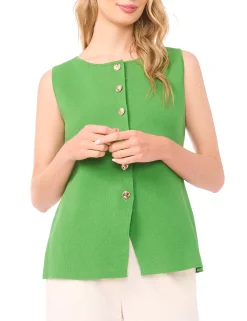 Crew Neck Button Down With Novelty Button