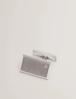Crystal Detail Brushed Metal Cufflinks