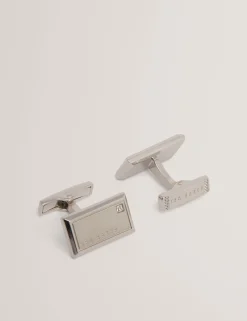 Crystal Detail Brushed Metal Cufflinks