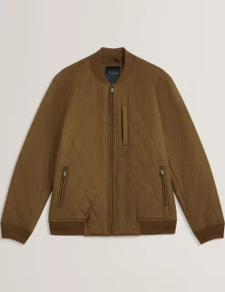 Diamond Quilted Zip Bomber Jacket
