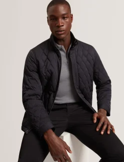 Diamond Quilted Zip Field Coat
