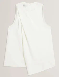 Draped Front Asymmetric Sleeveless Top
