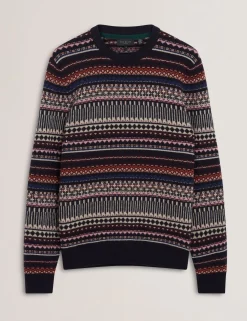 Fair Isle Crew Neck Wool Sweater