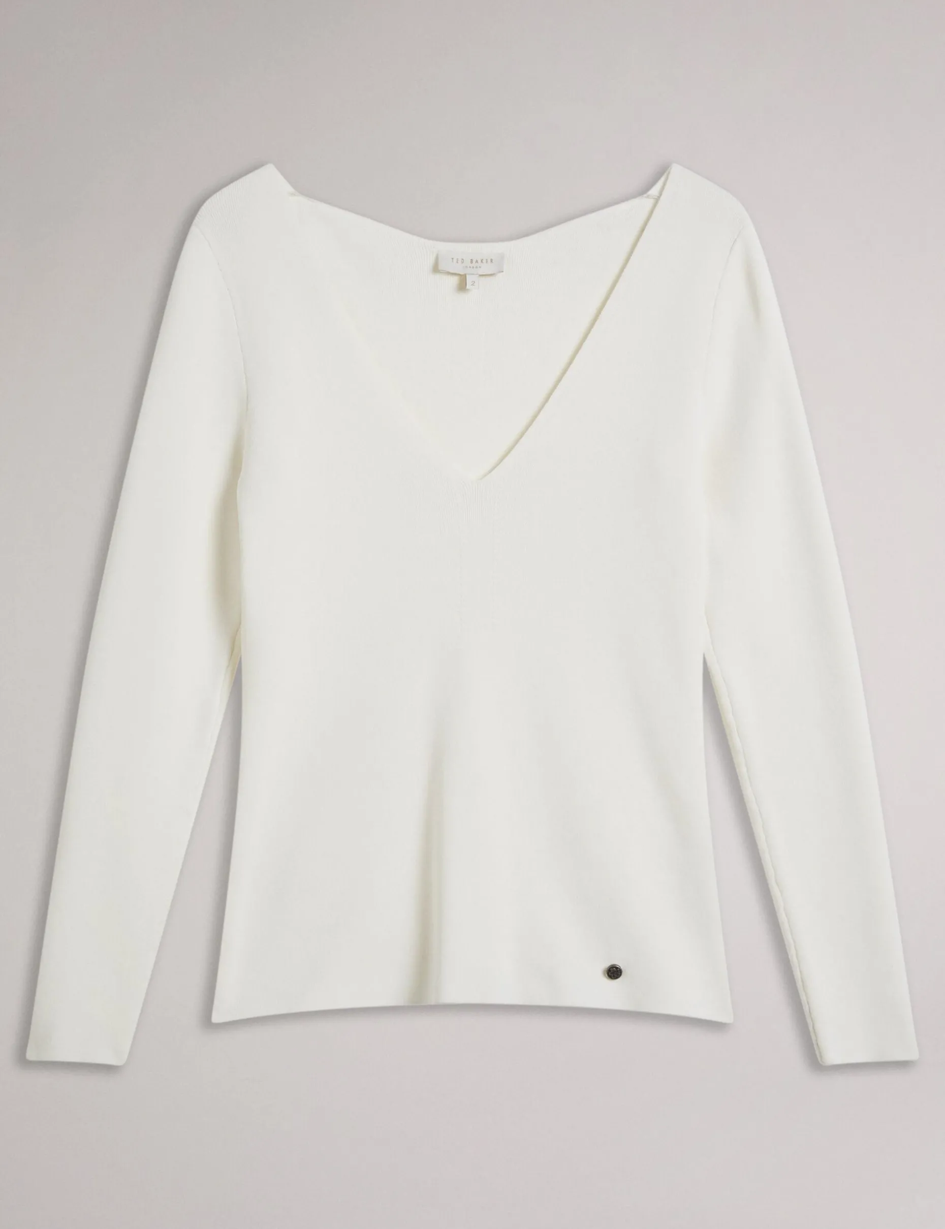 Fitted V-Neck Long Sleeve Knit Top