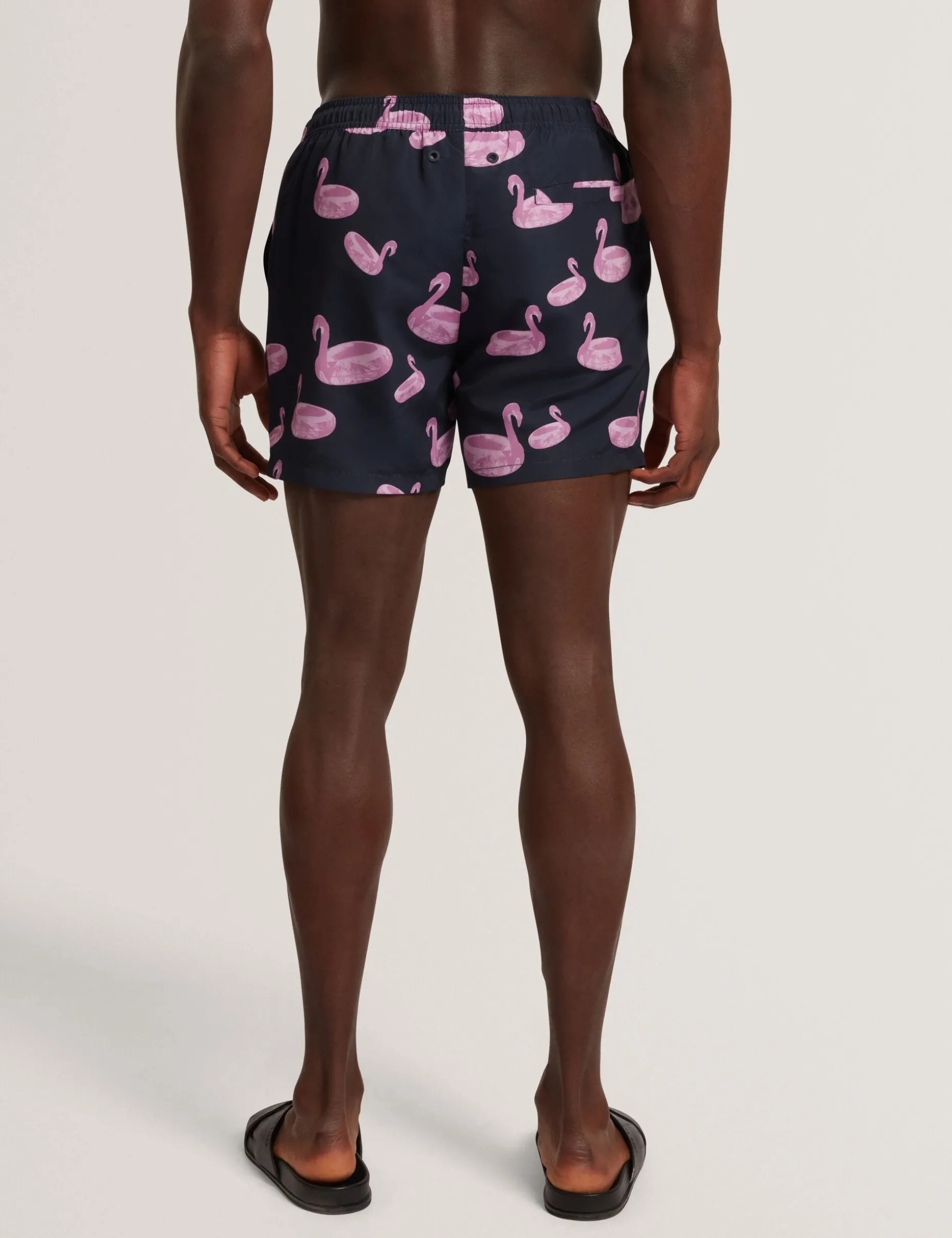 Flamingo Print Drawstring Swim Shorts