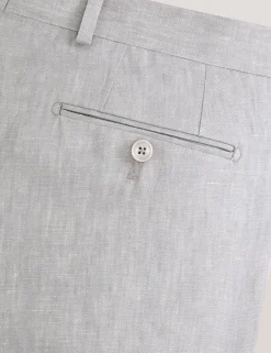 Flat Front Linen Suit Pant