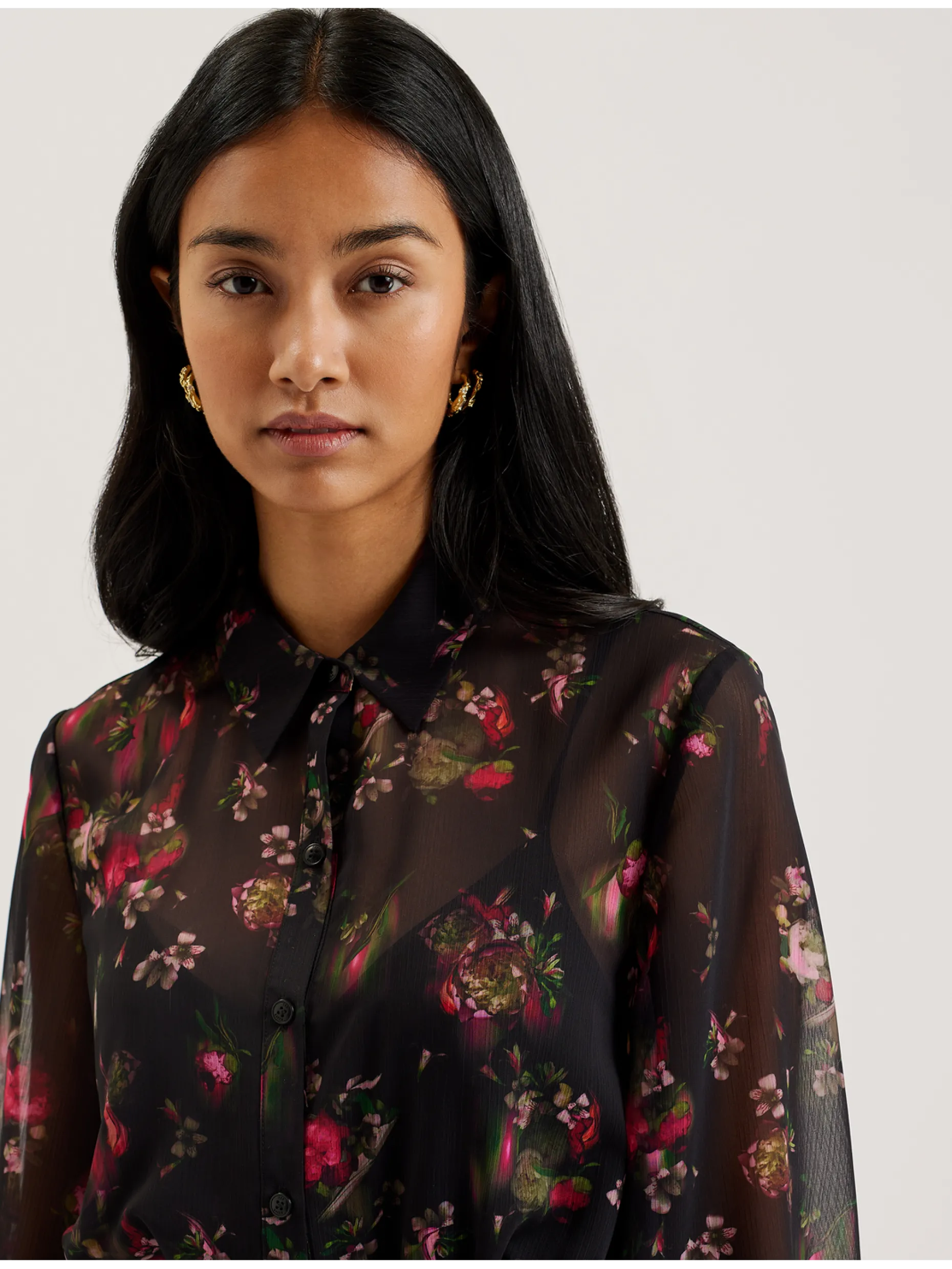 Floral Print Belted Mini Shirt Dress