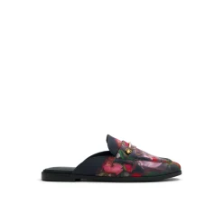 Floral Print Textured Mule Loafers