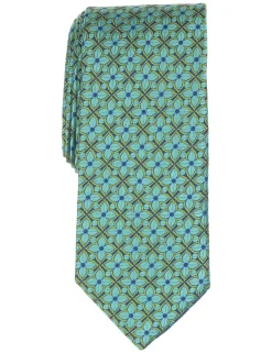 Floral Tile Print Silk Tie