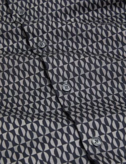 Geometric Leaf Print Short Sleeve Shirt