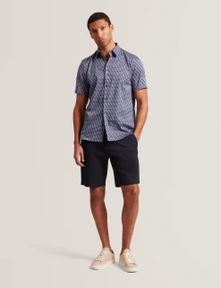 Geometric Print Pure Cotton Short Sleeve Shirt
