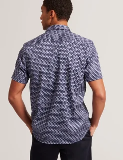 Geometric Print Pure Cotton Short Sleeve Shirt