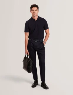 Grid Texture Woven Short Sleeve Polo