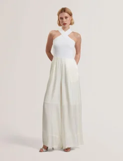 Halter Neck Knit Bodice Jumpsuit