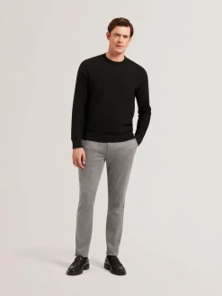 Herringbone Knit Crew Neck Sweater