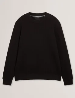 Herringbone Texture Crew Neck Sweatshirt