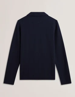 Herringbone Zip Neck Long Sleeve Polo