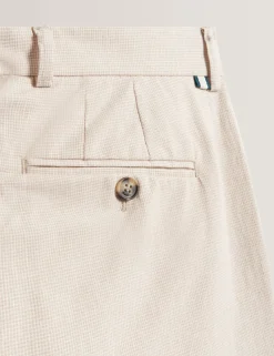 Houndstooth Cotton Linen Tapered Trousers