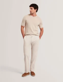 Houndstooth Cotton Linen Tapered Trousers