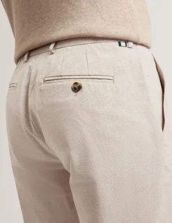 Houndstooth Cotton Linen Tapered Trousers