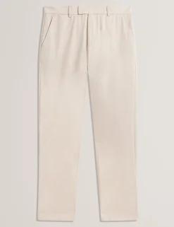 Houndstooth Cotton Linen Tapered Trousers