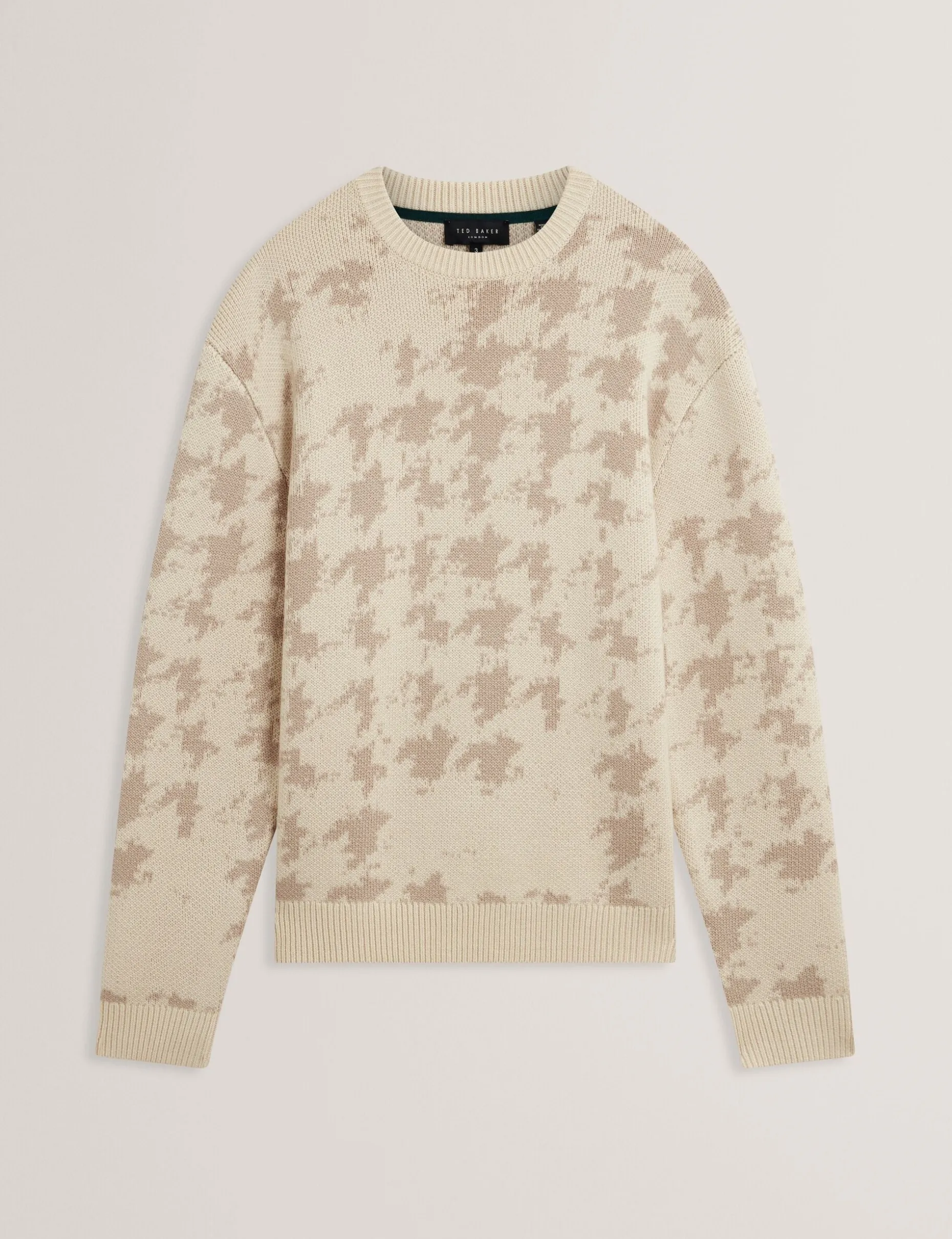 Houndstooth Print Chunky Knit Jumper