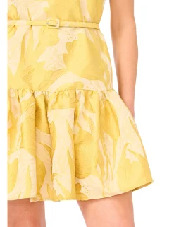 Jacquard Floral Flippy Hem Mini Dress