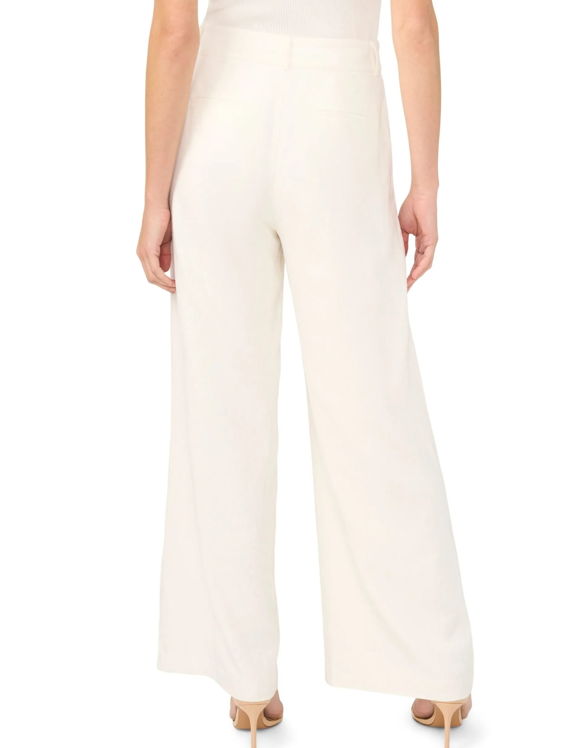 Linen Blend Tailored Wide Leg Pants