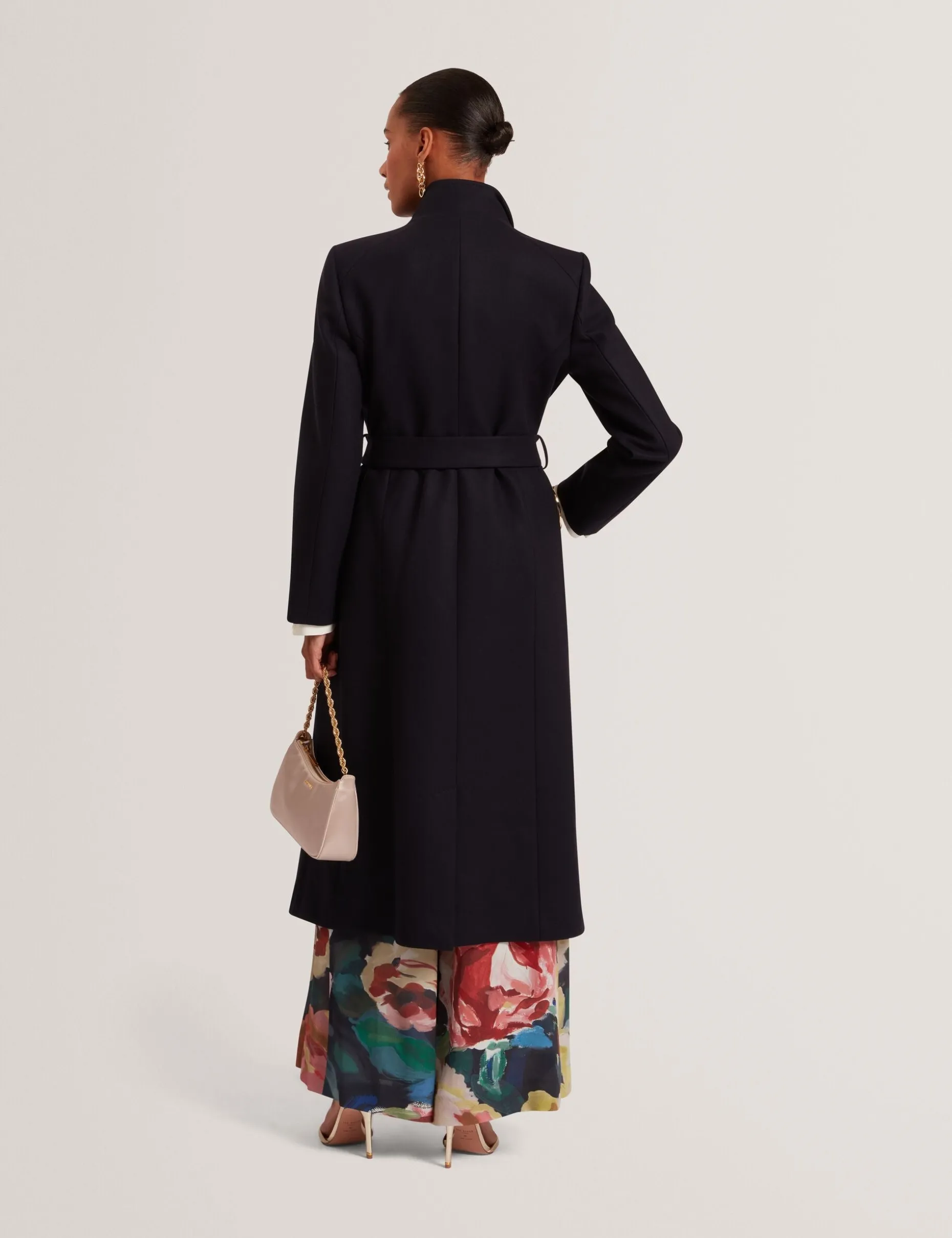 Longline Belted Wool Wrap Coat