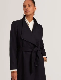 Longline Belted Wool Wrap Coat