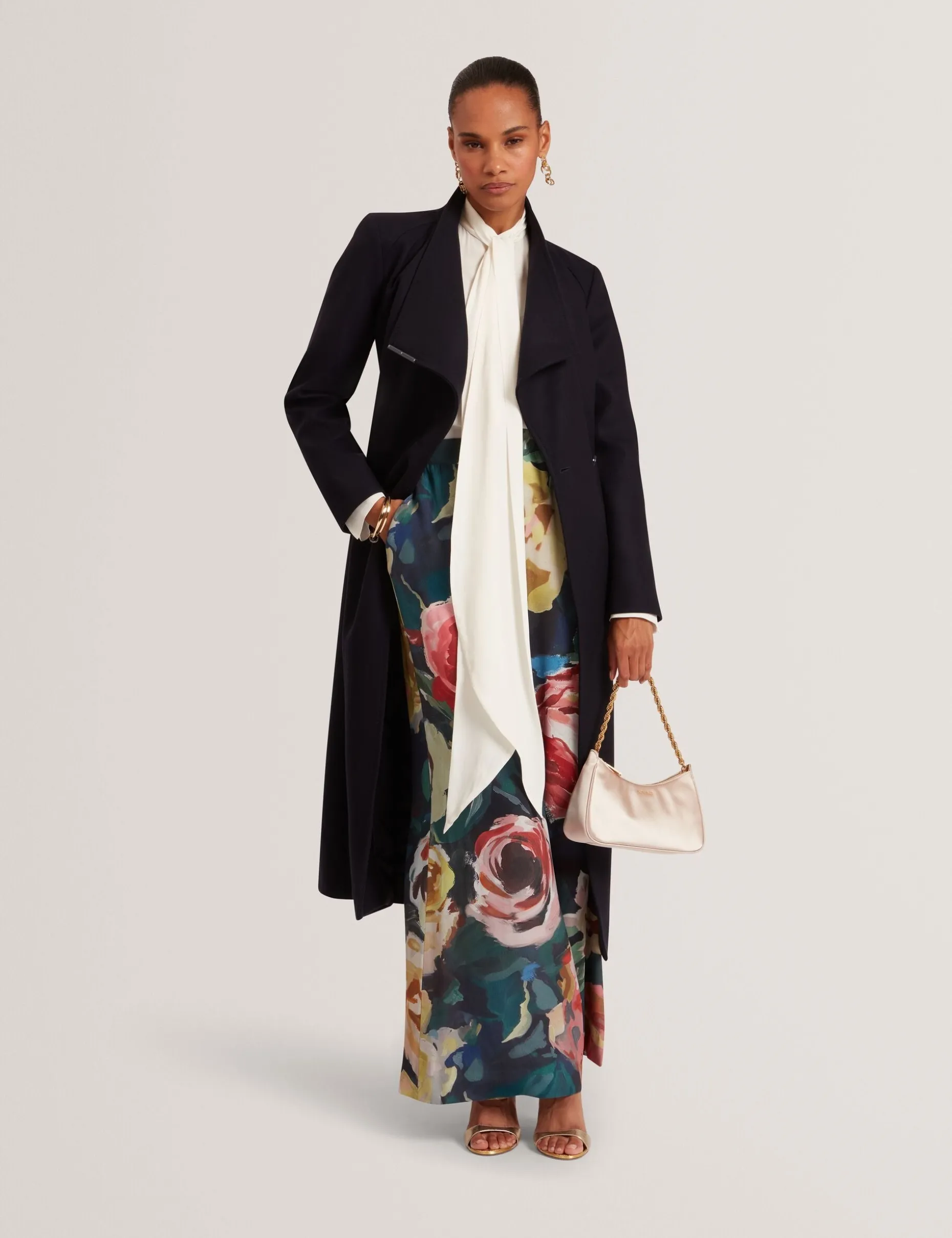 Longline Belted Wool Wrap Coat