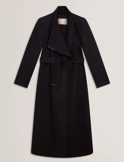 Longline Belted Wool Wrap Coat