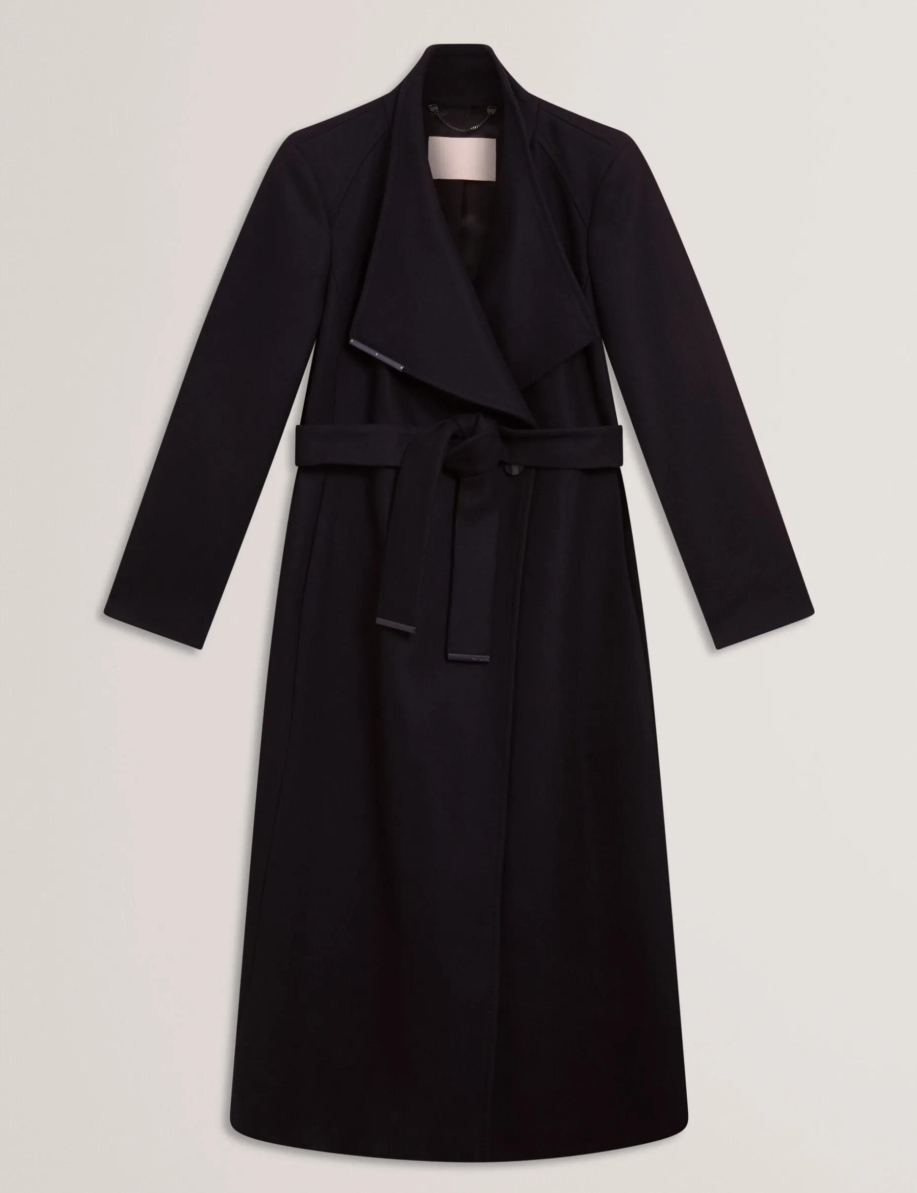 Longline Belted Wool Wrap Coat