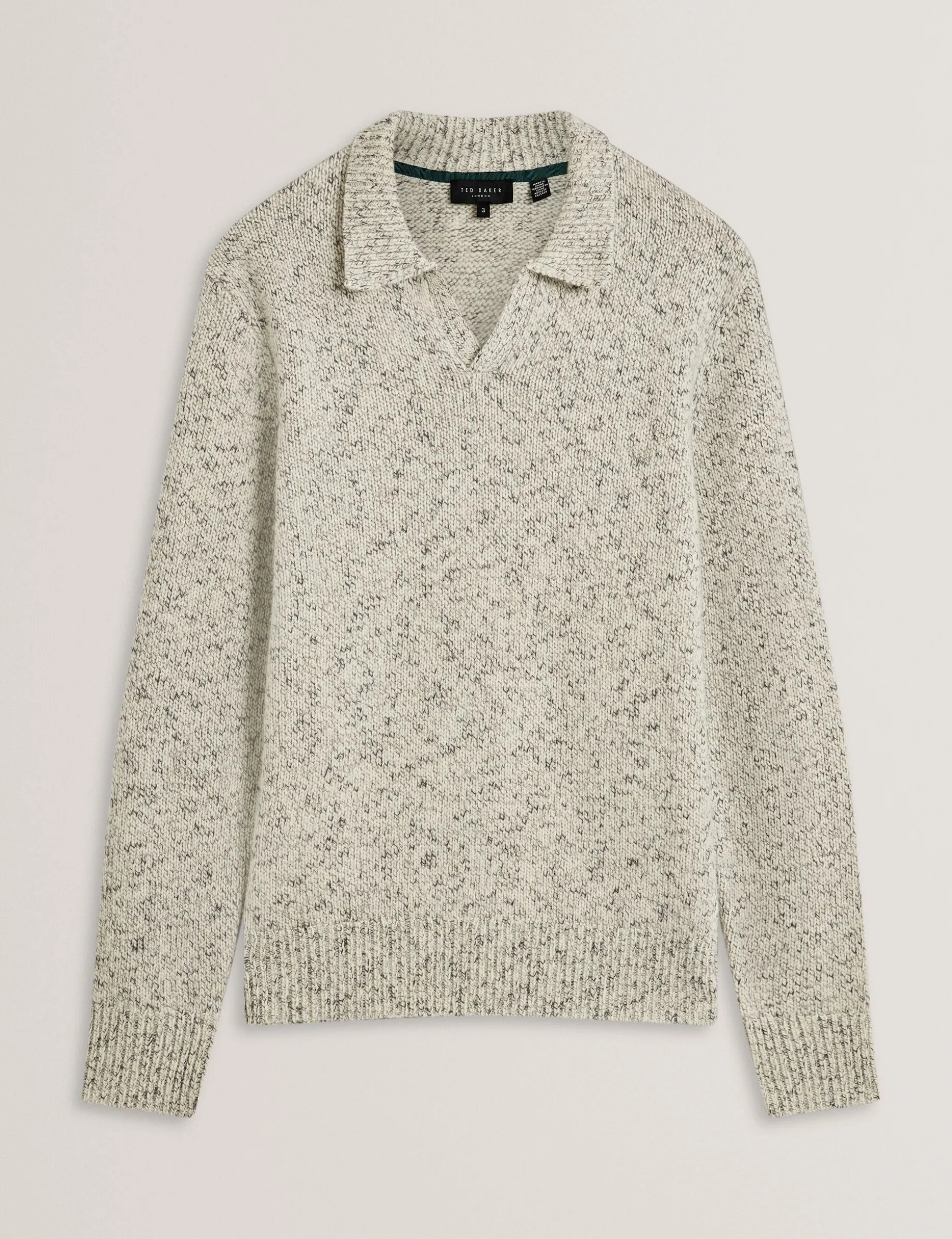 Melange Knit Long Sleeve Polo Shirt