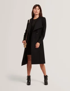 Mid Length Belted Wool Wrap Coat
