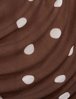 Off-Shoulder Polka Dot Mesh Mini Dress