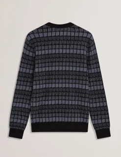 Ombre Jacquard Crew Neck Jumper