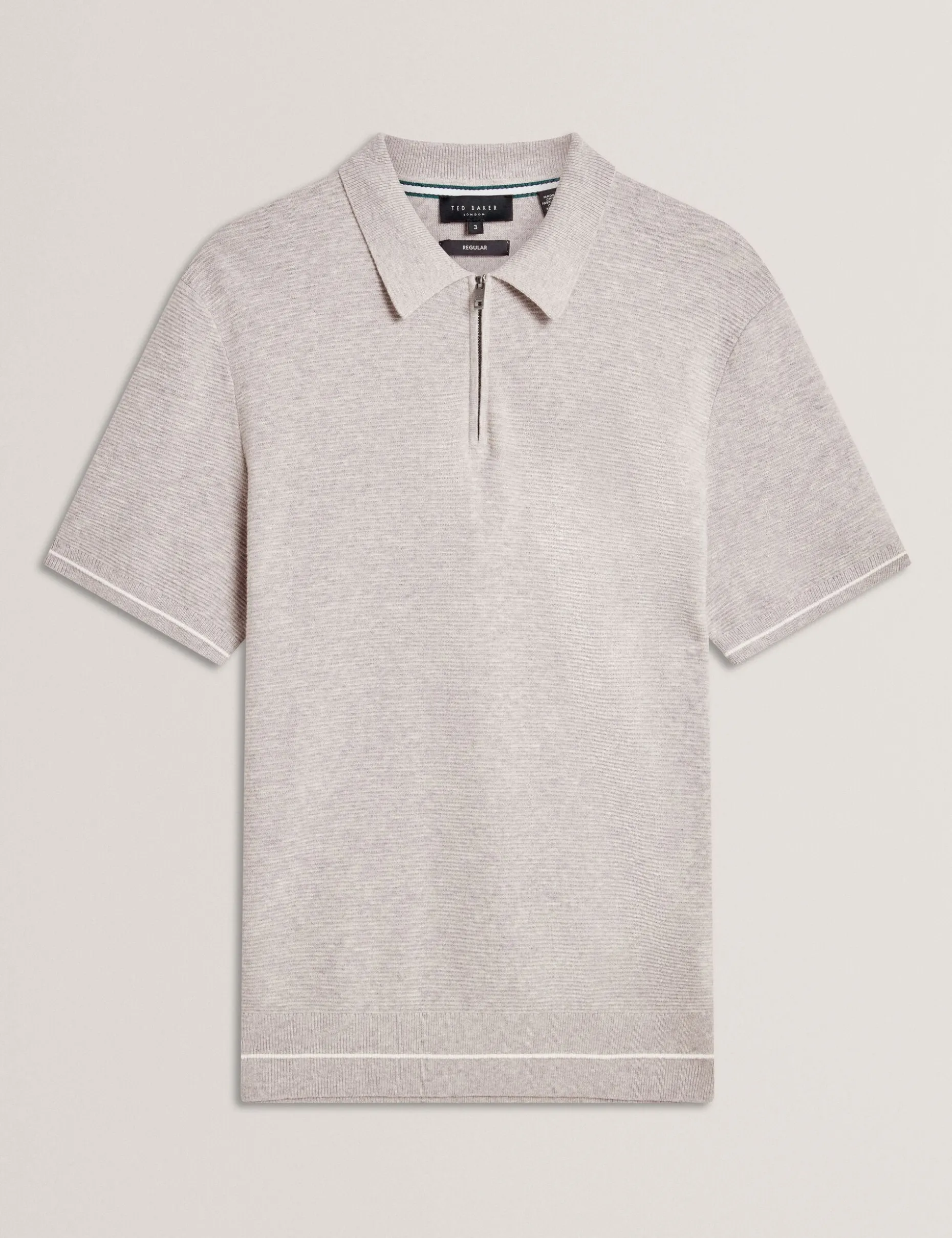Ottoman Ribbed Knit Zip Neck Polo