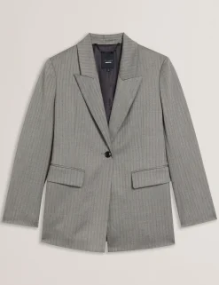 Oversized Herringbone Single Breasted Blazer